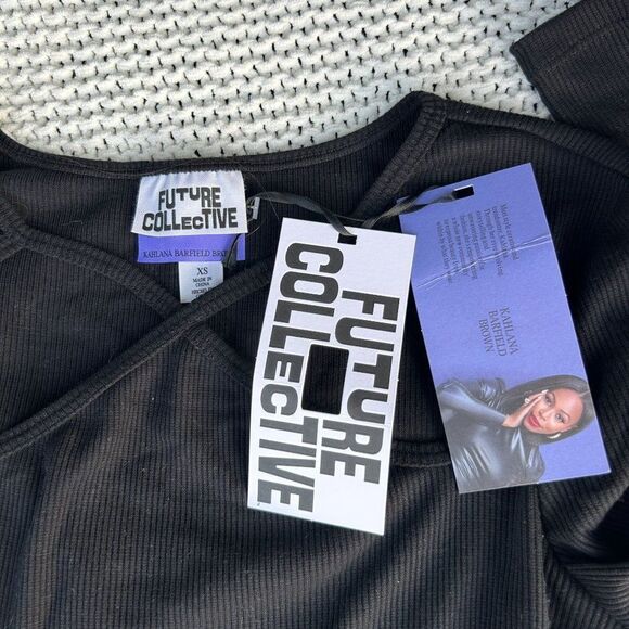 Future Collective by Kahlana Barfield Brown XS Black One Piece Long Sleeve Bodys - Picture 3 of 7